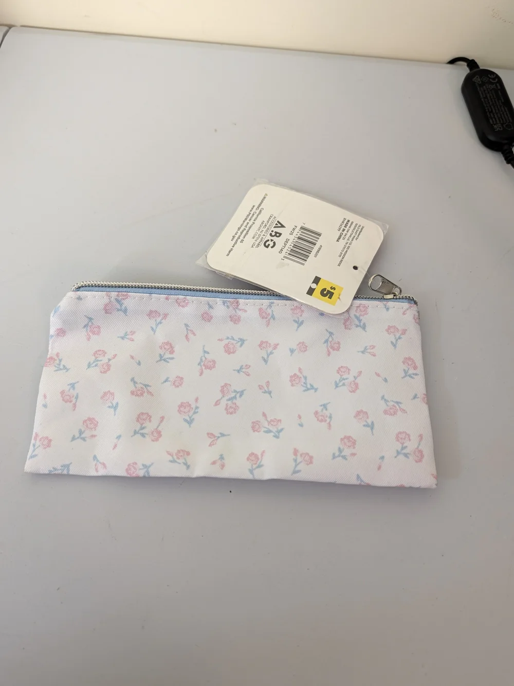 Kids Floral Pencil Case with Pink and Blue Accents B27